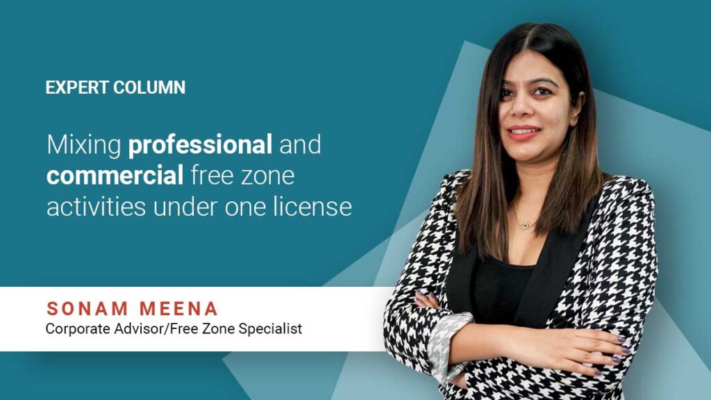 Mixing professional and commercial free zone activities under one license